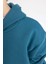 Erkek Çocuk Mavi Regular Fit Düz Kesim Basic Düz Kapüşonlu Sweatshirt B7773A8NS 5