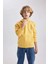 Erkek Çocuk Sarı Regular Fit Düz Kesim Basic Düz Kapüşonlu Sweatshirt B7773A8NS 3