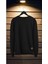 Sırt Baskılı Siyah Bisiklet Yaka Sweatshirt 2