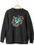 Sırt Baskılı Siyah Bisiklet Yaka Sweatshirt 1