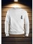 Sırt Baskılı Unisex Beyaz Sweatshırt 2