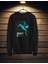 Sırt Baskılı Siyah Bisiklet Yaka Sweatshirt 1