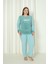 Fawn 3500 Peluş Welsoft Polar Kışlık Nakışlı Büyük Beden Kadın Pijama Takımı 1