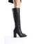 Vonje Carmen Siyah Kadın Topuklu Çizme Suni Deri Kalın Topuklu Şık Görünüm Klasik Model 2