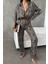 Yeşil Leopar Dijital Baskılı Uzun Saten Pijama L 3