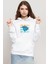 Mr Beast Lettern Beyaz Kadın 3ip Kapşonlu Sweatshirt 1