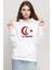 19 Mayıs Ata Beyaz Kadın 3ip Kapşonlu Sweatshirt 1
