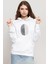 Siyah Beyaz Parmak Izi Beyaz Kadın 3ip Kapşonlu Sweatshirt 1