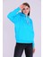 Turkuaz Basic Oversize Kadın Kapüşonlu Hoodie 3 Iplik Sweatshirt 5
