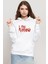 The Warning Logo Beyaz Kadın 3ip Kapşonlu Sweatshirt 1