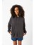 Füme Basic Oversize Kadın Kapüşonlu Hoodie 2 Iplik Sweatshirt 4