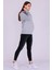 Gri Basic Oversize Kadın Kapüşonlu Hoodie 3 Iplik Sweatshirt 4