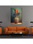 Tekli Dikey Kanvas Modern Salon Tablosu Vazoda Minimal Yapraklar 1