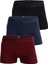 Çok Renkli 3'lü Pamuklu Esnek Likralı Erkek Boxer (Bordo Lacivert Siyah) 1