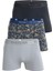 3'lü Erkek Çok Renkli Pamuklu Likralı Boxer (Gri Antrasit Danger) 1