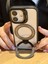 iPhone 16 Plus Uyumlu Siyah Magsafe ve Metal Kamera Çerçevesi Standlı Şeffaf Kılıf 3