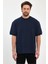 Erkek Bisiklet Yaka Garnili Iki Iplik % 100 Pamuk Cotton Oversize T-Shirt 3