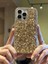 iPhone 16 Pro Uyumlu Lüks Gold Kristal Taşlı Kılıf 1