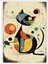 Çok Renkli Kedi Soyut Modern Sanat Ahşap Poster 20X29 cm 1