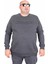 Erkek Büyük Beden Sıfır Yaka 3ip Sweat Original 24203 Antrasit Melanj 1