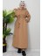 Şardonlu Cepli Elbise Sütlükahve 2