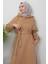 Şardonlu Cepli Elbise Sütlükahve 5