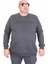 Erkek Büyük Beden Sıfır Yaka 3ip Sweat Original 24203 Antrasit Melanj 1