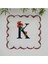 K Harfi Baskılı Kişiye Özel Pul Işlemeli Monogramlı Nakış Kenar Pullu Kokteyl Peçetesi 1 Adet 1