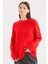 Oversize Geniş Kalıp Bisiklet Yaka Basic Düz Kırmızı Triko Kazak D9518AX24WN 1