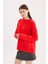 Oversize Geniş Kalıp Bisiklet Yaka Basic Düz Kırmızı Triko Kazak D9518AX24WN 3