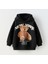 Kız Çocuk Yeni Sezon New York Yazı Teddy Bear Sevimli Ayıcık Baskılı Siyah Renk 3 Iplik Iç Şardonlu / Pamuklu Kapüşonlıu Swearshirt 1