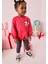 Yeni Sezon Mickey Baskılı Sırt Payet Detaylı Fitilli Tayt Alt Üst Takım Kırmızı Renk Noel 3