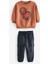 Erkek Çocuk Smile Desenli Kışlık 3 Iplik Pamuklu Sweatshirt Kargo Eşofman Alt-Üst Takım 1