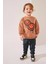 Erkek Çocuk Smile Desenli Kışlık 3 Iplik Pamuklu Sweatshirt Kargo Eşofman Alt-Üst Takım 2