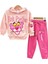 Kız Çocuk Pembe Panter Basklılı Kapişonlu Sweatshirt Baskılı Pembe Renk Bel Ayarlı Eşofman Alt Üst Takım 1