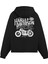 Unisex Siyah Harley Davidson Baskılı Oversize Fit Pamuklu Kapüşonlu Sweatshirt 1