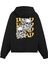Unisex Siyah Baskılı Oversize Fit Pamuklu Kapüşonlu Sweatshirt 2