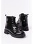02-2003 Siyah Rugan Bağcıklı Fermuarlı Günlük Kadın Bot 1