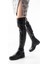 165-STREÇ Siyah Diz Üstü Fermuarlı Günlük Kadın Çizme 5