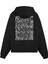 Unisex Siyah Baskılı Oversize Fit Pamuklu Kapüşonlu Sweatshirt 1