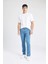 Erkek Mavi Sergio-Regular Fit Düz Kesim Boru Paça Basic Düz Pamuklu Kot Pantolon B8550AXNS 4