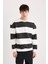Boxy Fit Bisiklet Yaka Çizgili Dokuma Etiketli Sweatshirt A9066AX24AU 4
