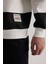 Boxy Fit Bisiklet Yaka Çizgili Dokuma Etiketli Sweatshirt A9066AX24AU 5