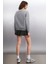 Faylınn Kadın Bisiklet Yaka Içi Polarlı Baskılı Gri Sweatshirt 5