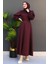 Ronay Tesettür Elbise Koyu Bordo 1