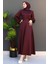 Ronay Tesettür Elbise Koyu Bordo 3