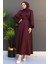 Ronay Tesettür Elbise Koyu Bordo 4
