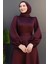 Ronay Tesettür Elbise Koyu Bordo 5