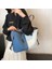 Moda Basit Kontrast Renk Dekme Denim Crossbody Çanta Iki Parçalı Set (Yurt Dışından) 4