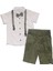 Erkek Çocuk Ekru Yeşil Papyonlu Askılı Gömlek Takım 1